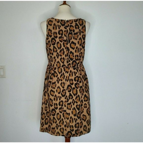 LOFT Dress 6 Leopard Animal Print Sleeveless Fit & Flare Tan & Black - Picture 6 of 8